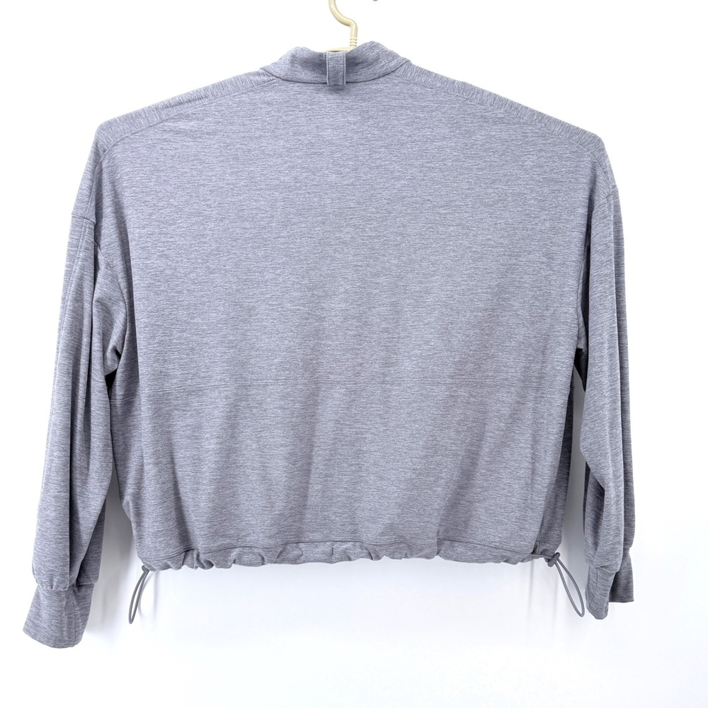 FLX Quarter Zip Pullover Womens Medium Gray Travel Leisure Boxy Drawstring Crop - Picture 3 of 10